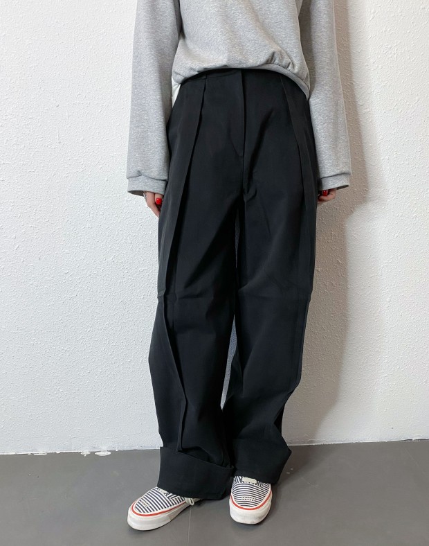 Black Wide Cuff Pants #241211